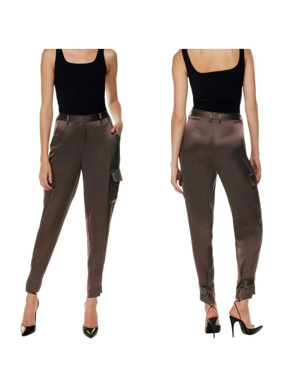 Aritzia Babaton Refined Satin Cargo Pant In Coffee Bean Size 00